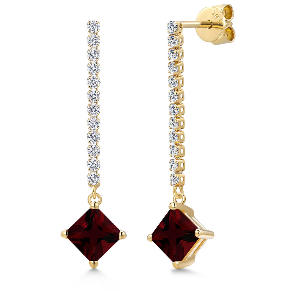 Garnet - January_Earrings in 14K Yellow Gold