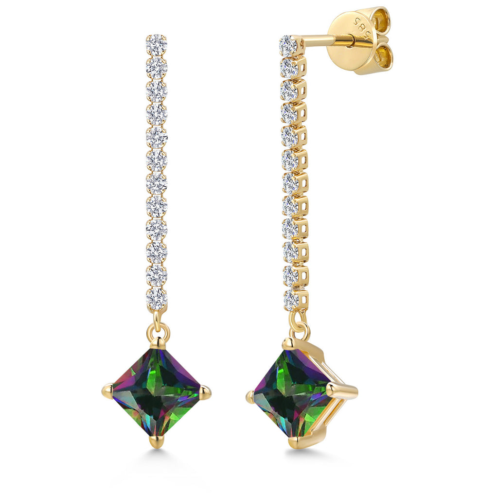 Green Mystic Topaz_Earrings in 14K Yellow Gold