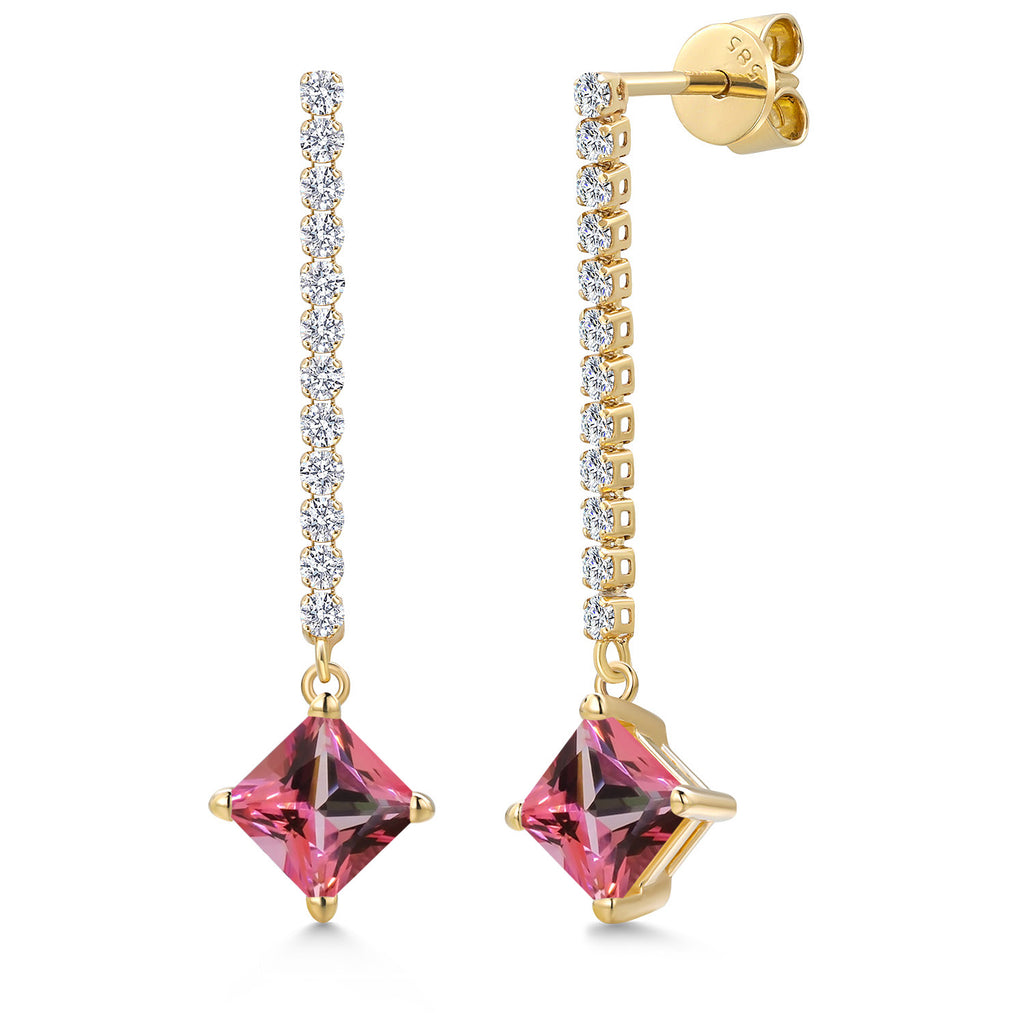 Pink Topaz - November_Earrings in 14K Yellow Gold