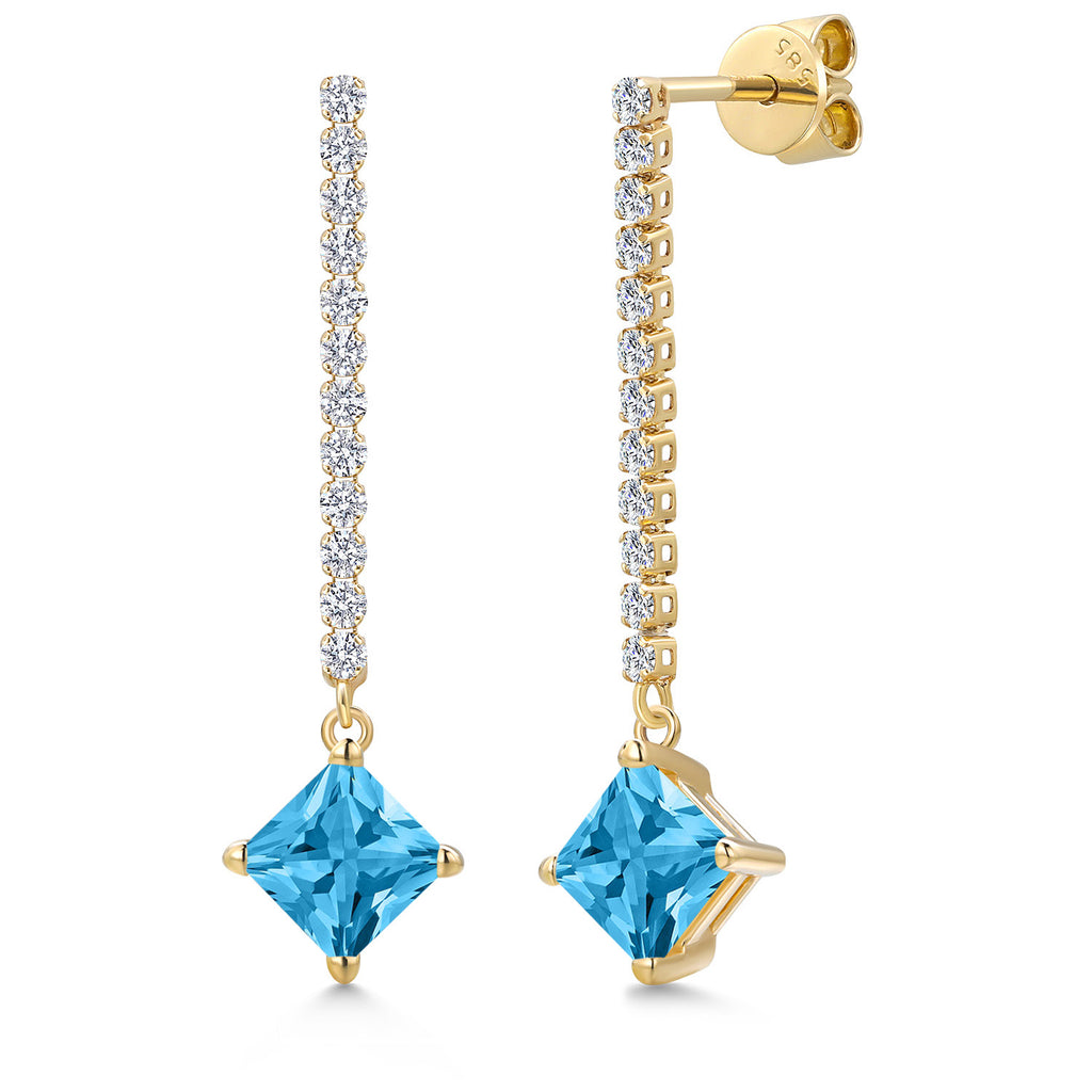 Swiss Blue Topaz - November_Earrings in 14K Yellow Gold
