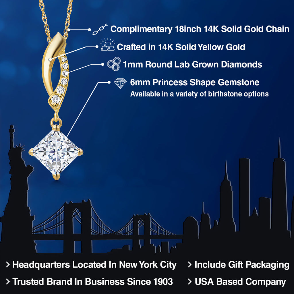 Moissanite and Lab Grown Diamond_Pendant in 14K Yellow Gold