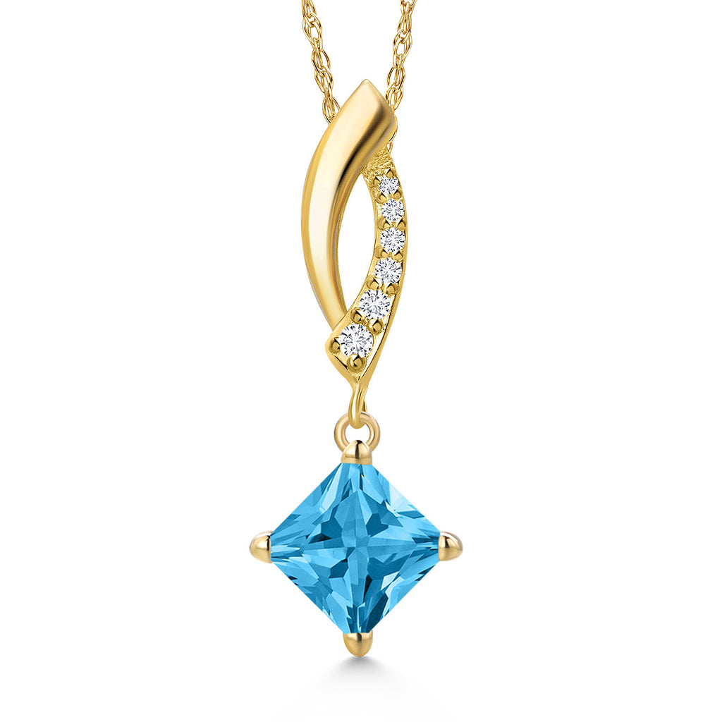 Swiss Blue Topaz - November_Pendant in 14K Yellow Gold