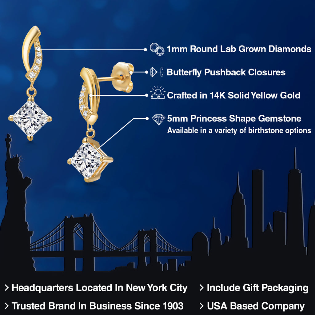 White Lab Grown Diamond - April_Earrings in 14K Yellow Gold