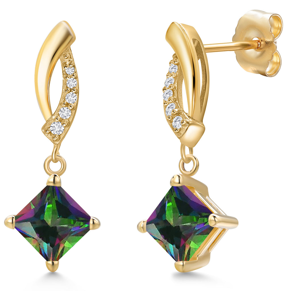 Green Mystic Topaz_Earrings in 14K Yellow Gold