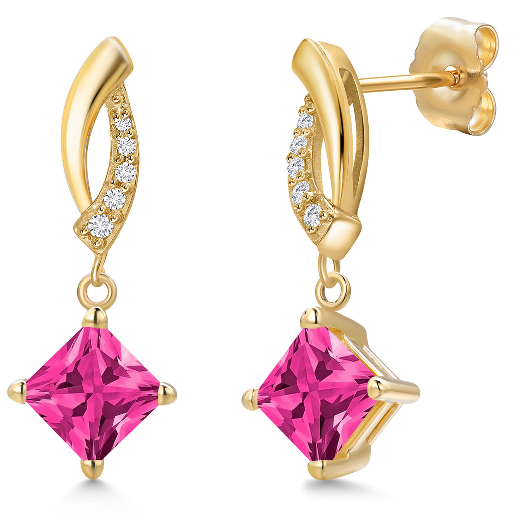 Pink Mystic Topaz_Earrings in 14K Yellow Gold