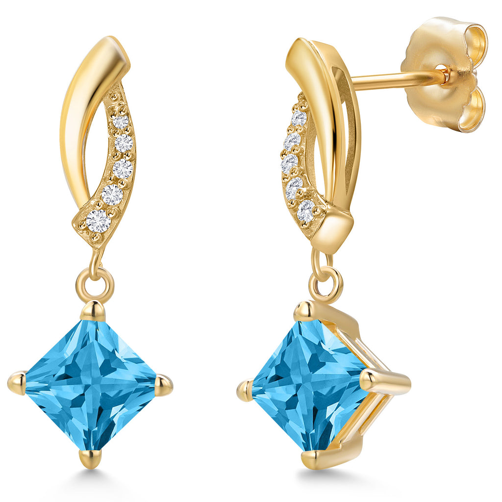 Swiss Blue Topaz - November_Earrings in 14K Yellow Gold