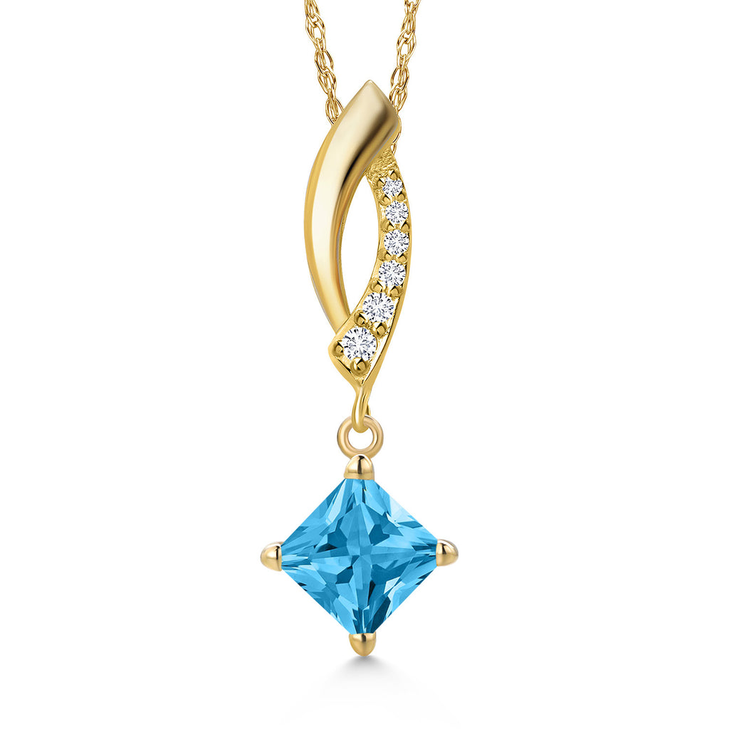 Swiss Blue Topaz - November_Pendant in 14K Yellow Gold