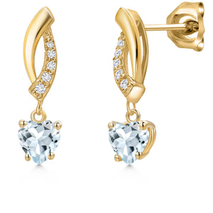 Aquamarine - March_Earrings in 14K Yellow Gold