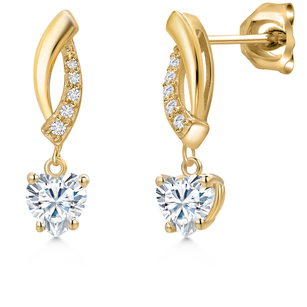 White Moissanite - April_Earrings in 14K Yellow Gold