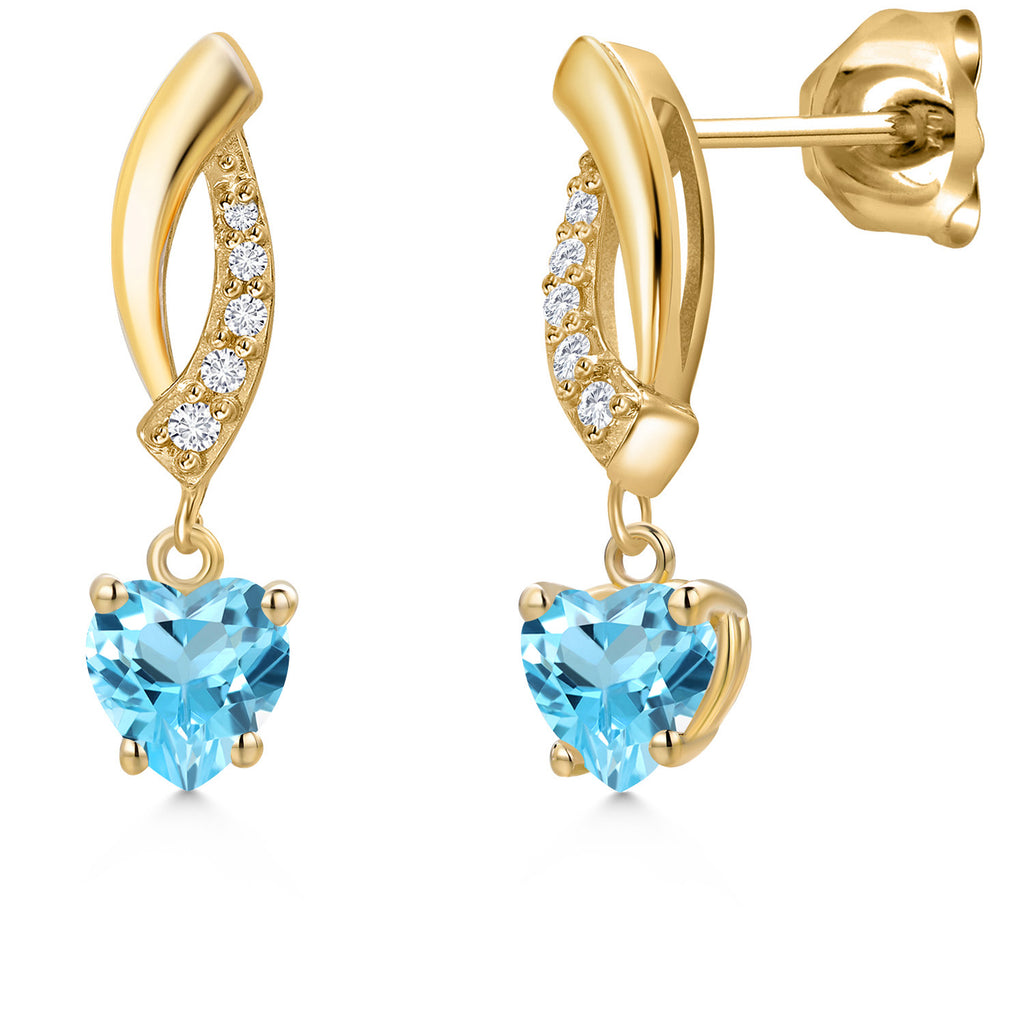 Swiss Blue Topaz - November_Earrings in 14K Yellow Gold