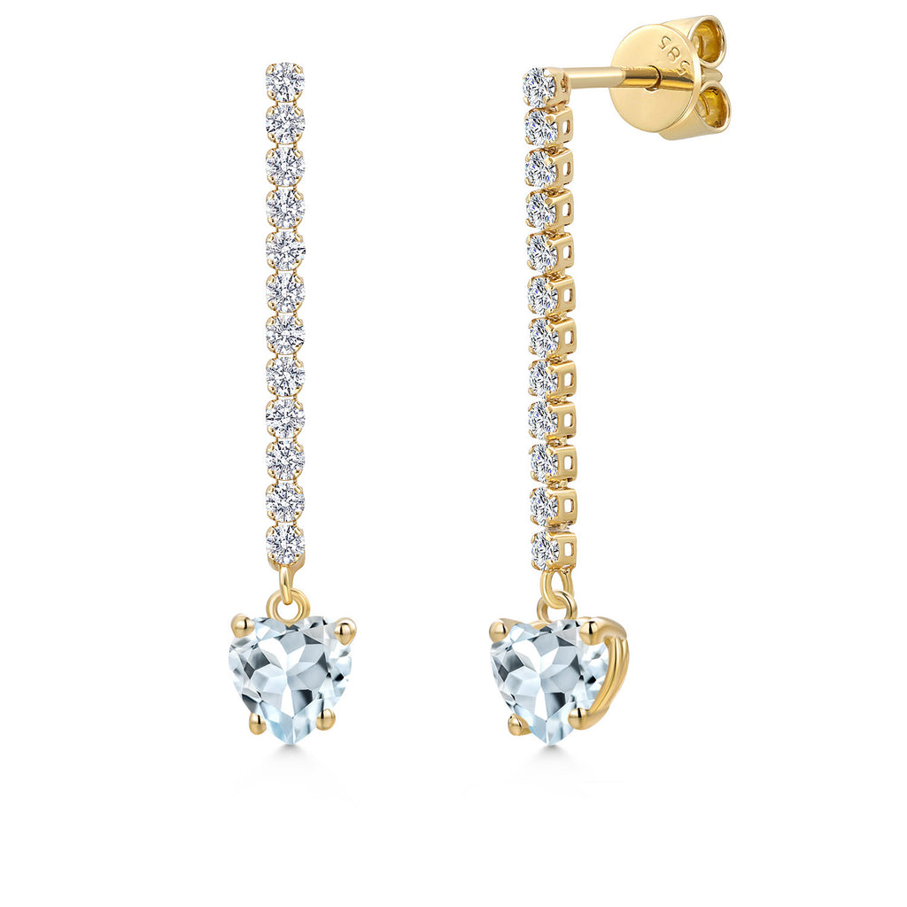 Aquamarine - March_Earrings in 14K Yellow Gold