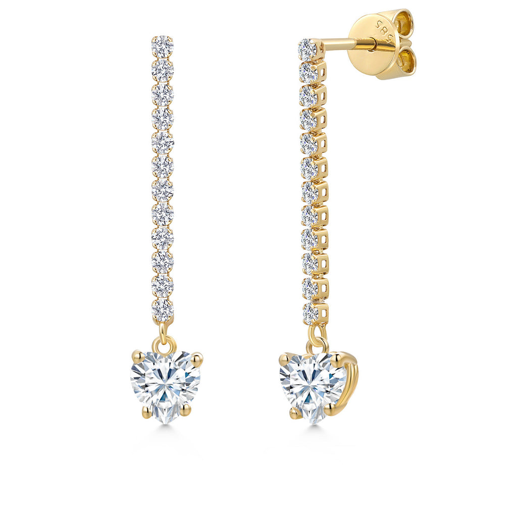 White Moissanite - April_Earrings in 14K Yellow Gold