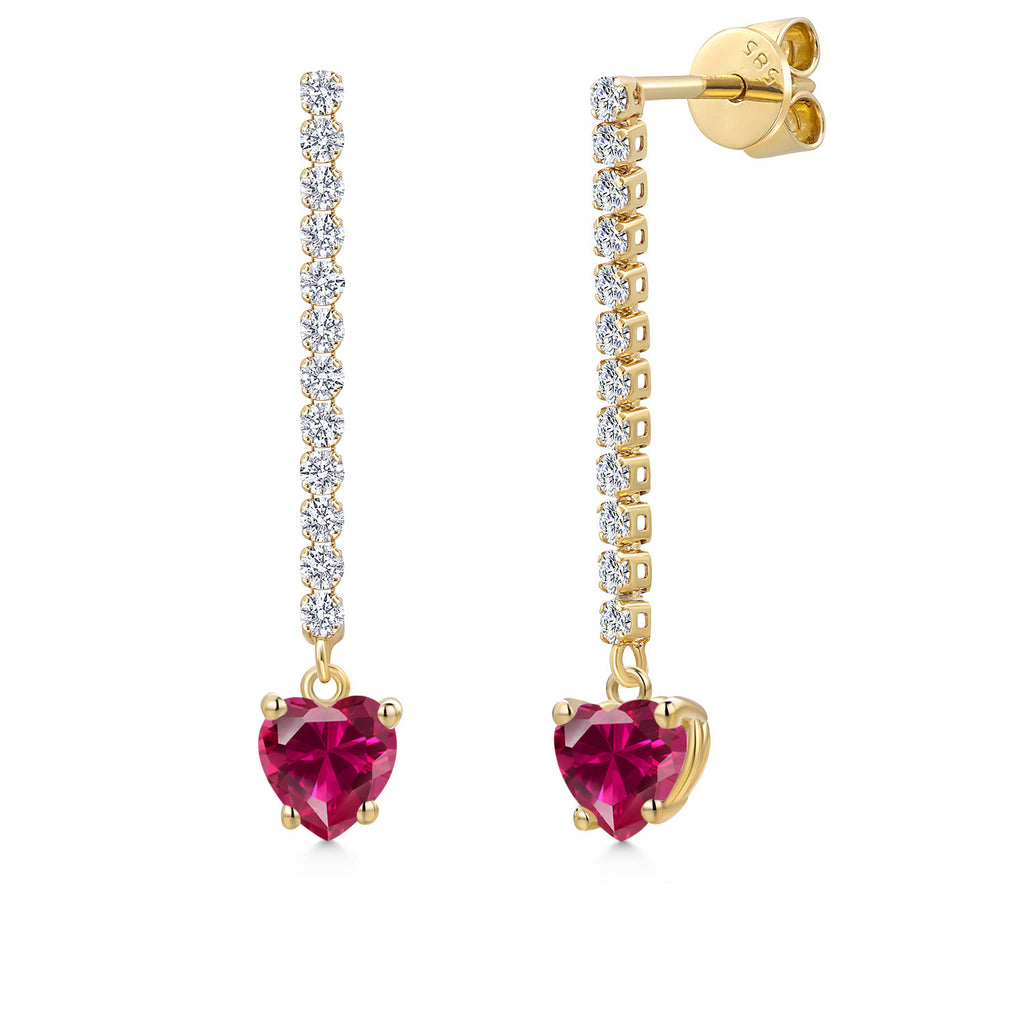 Created Ruby - July_Earrings in 14K Yellow Gold