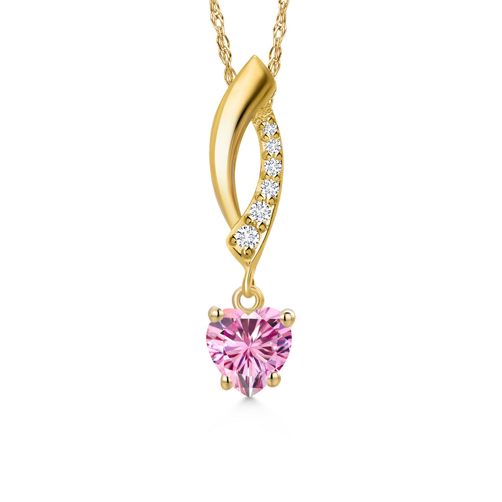 Pink Moissanite - April_Pendant in 14K Yellow Gold
