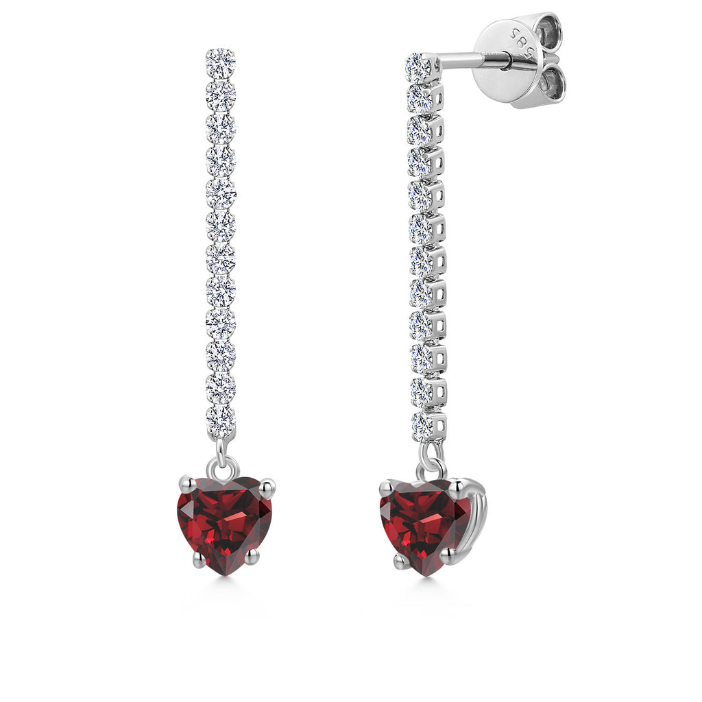 Garnet - January_Earrings in 14K White Gold
