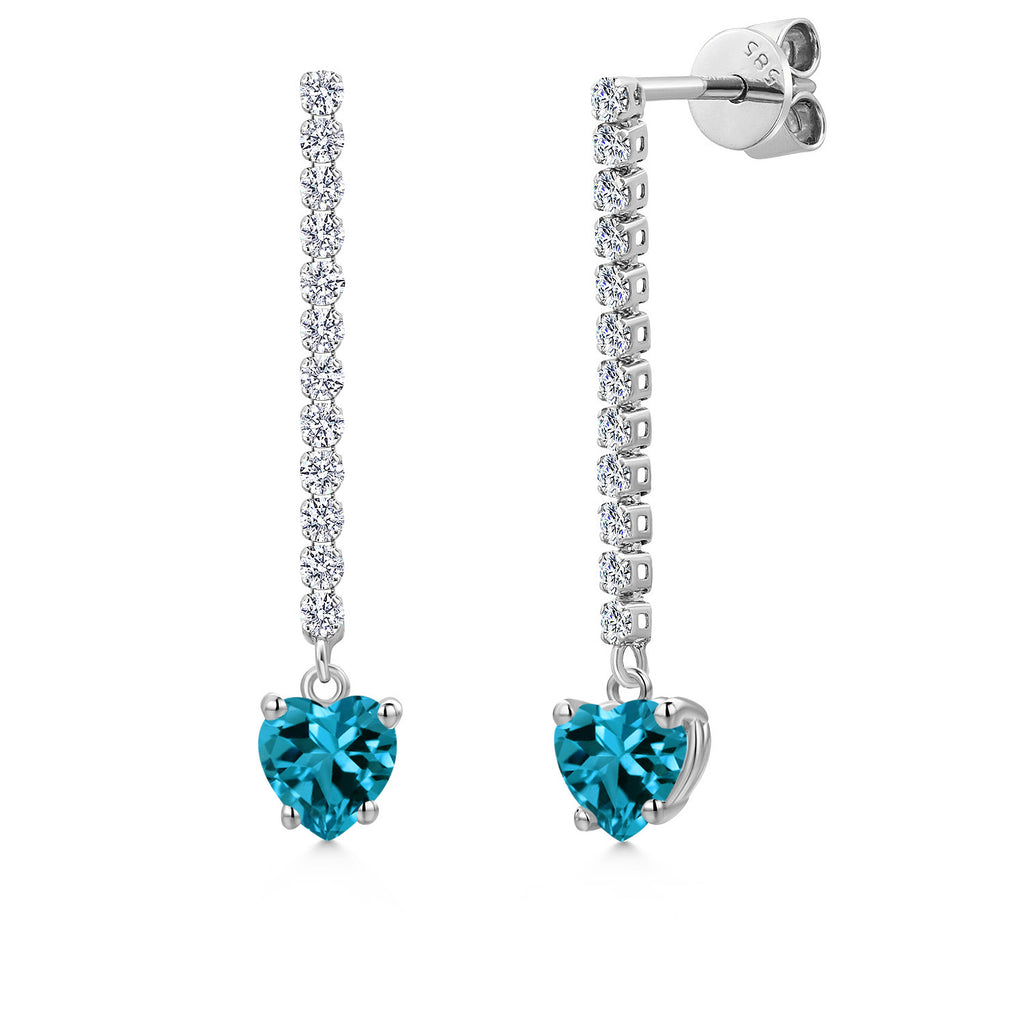 London Blue Topaz - November_Earrings in 14K White Gold
