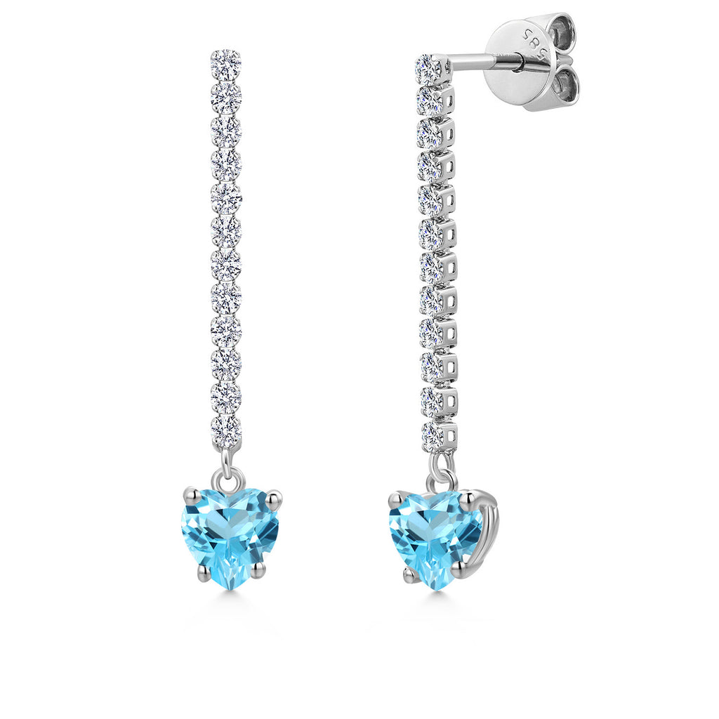 Swiss Blue Topaz - November_Earrings in 14K White Gold
