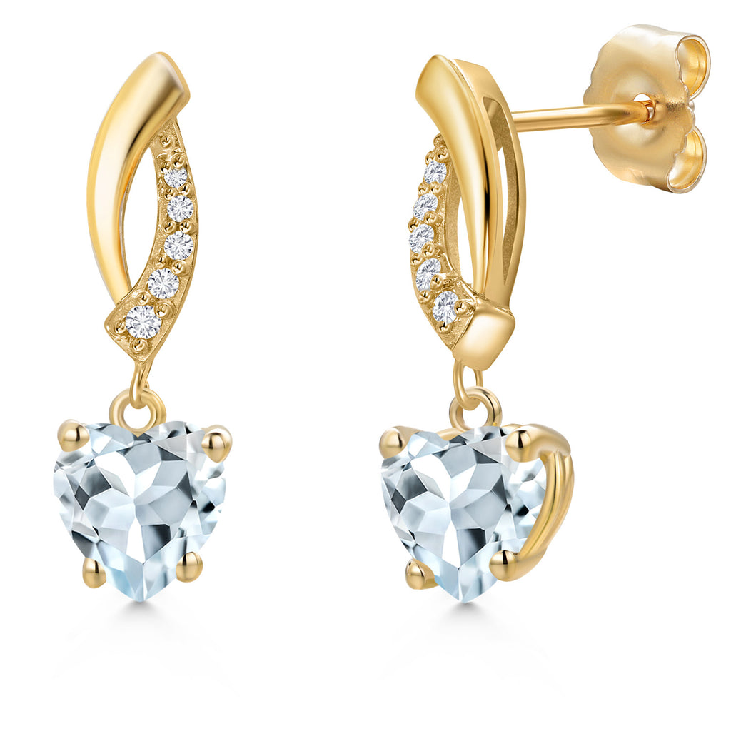 Aquamarine - March_Earrings in 14K Yellow Gold