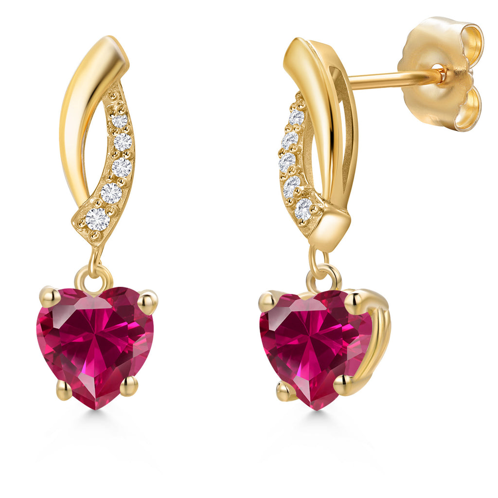 Created Ruby - July_Earrings in 14K Yellow Gold