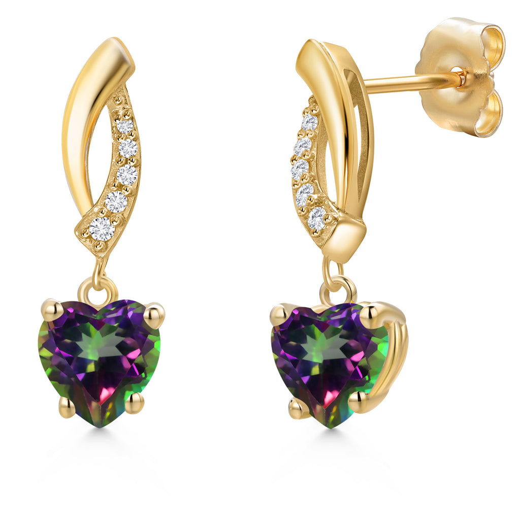 Green Mystic Topaz_Earrings in 14K Yellow Gold