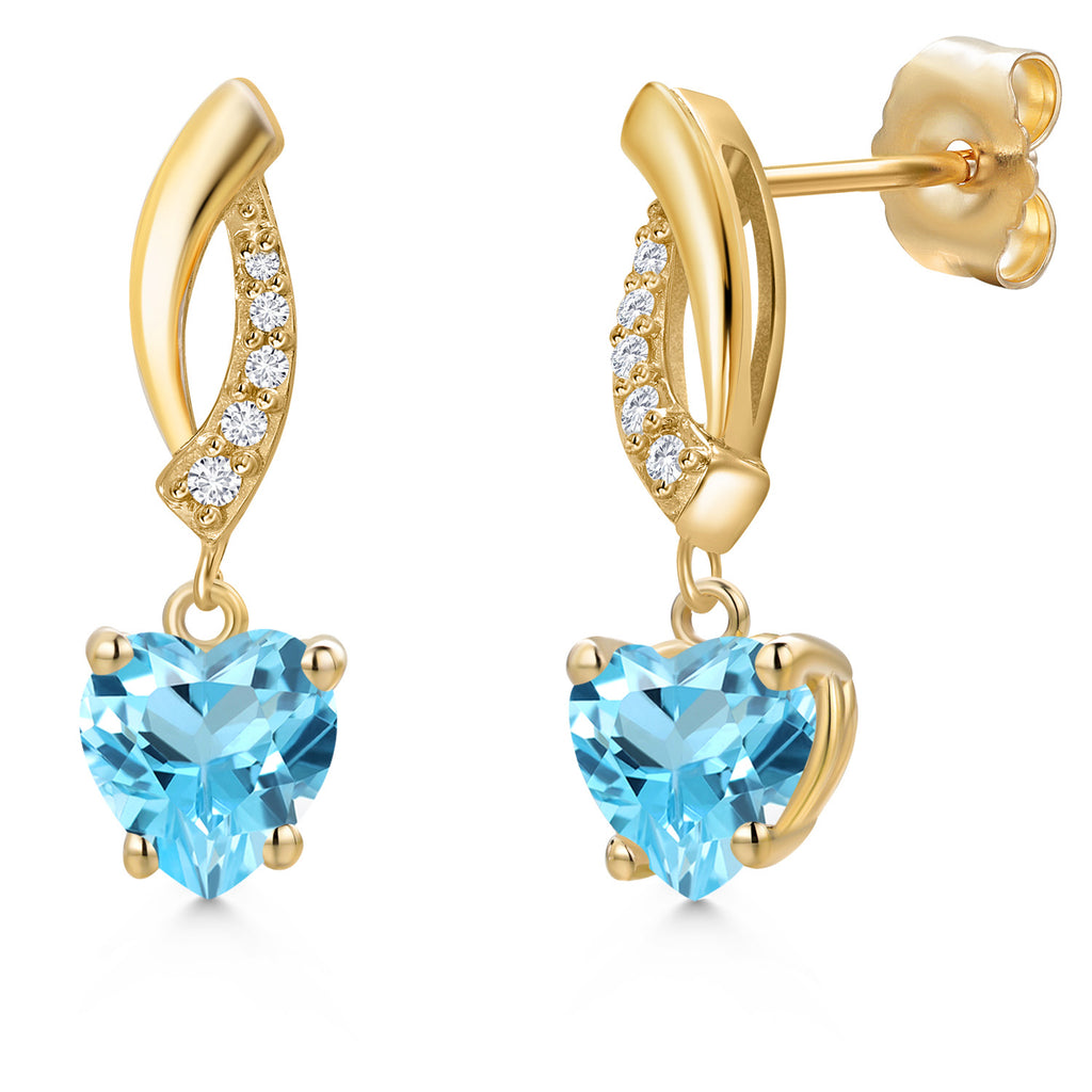 Swiss Blue Topaz - November_Earrings in 14K Yellow Gold