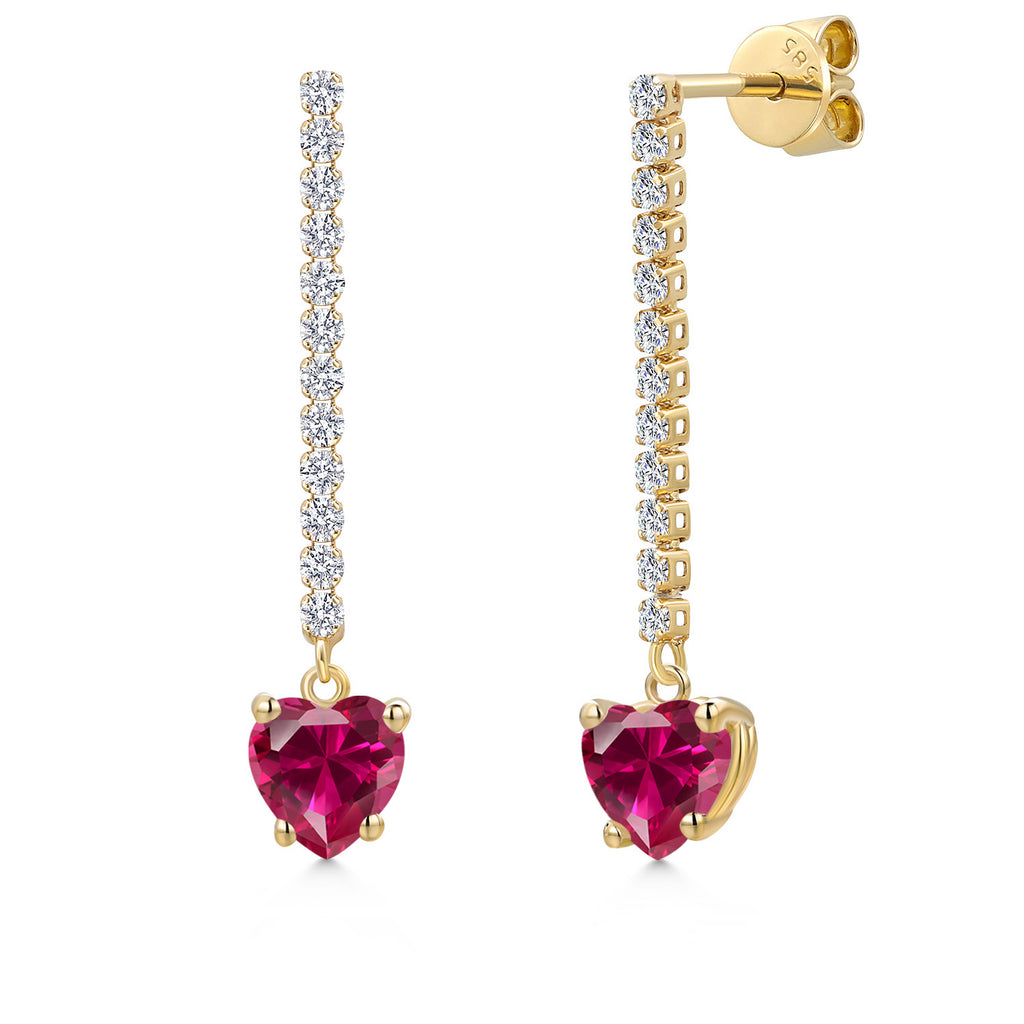 Created Ruby - July_Earrings in 14K Yellow Gold