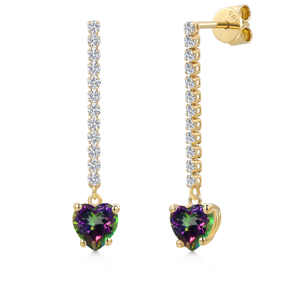Green Mystic Topaz_Earrings in 14K Yellow Gold