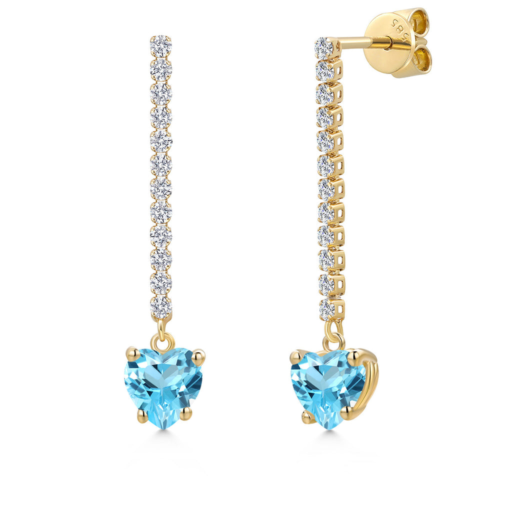 Swiss Blue Topaz - November_Earrings in 14K Yellow Gold