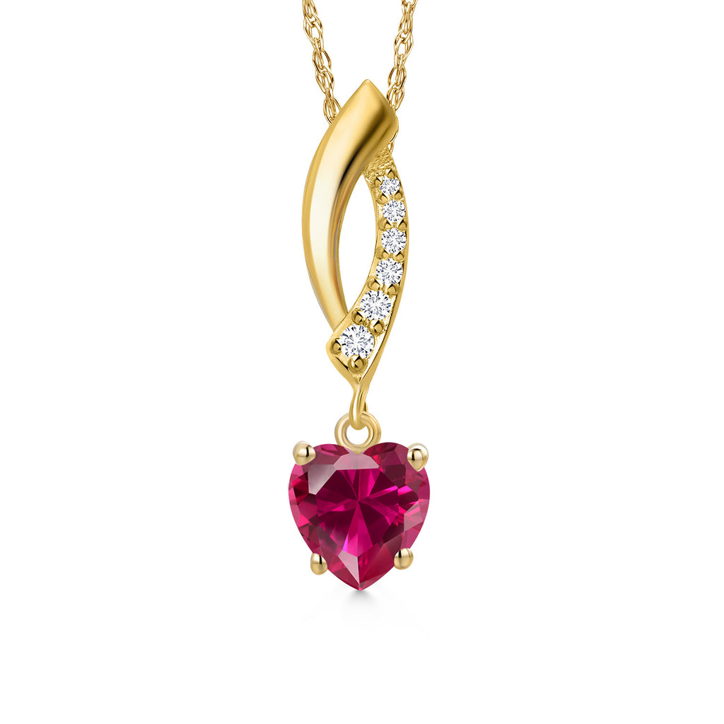 Created Ruby - July_Pendant in 14K Yellow Gold