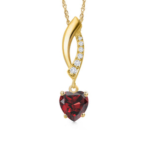 Garnet and Lab Grown Diamond_Pendant in 14K Yellow Gold