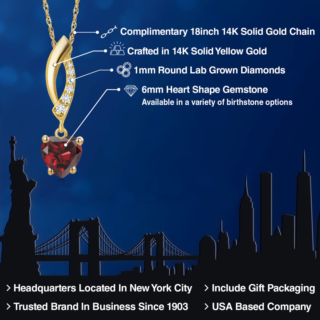 Garnet and Lab Grown Diamond_Pendant in 14K Yellow Gold