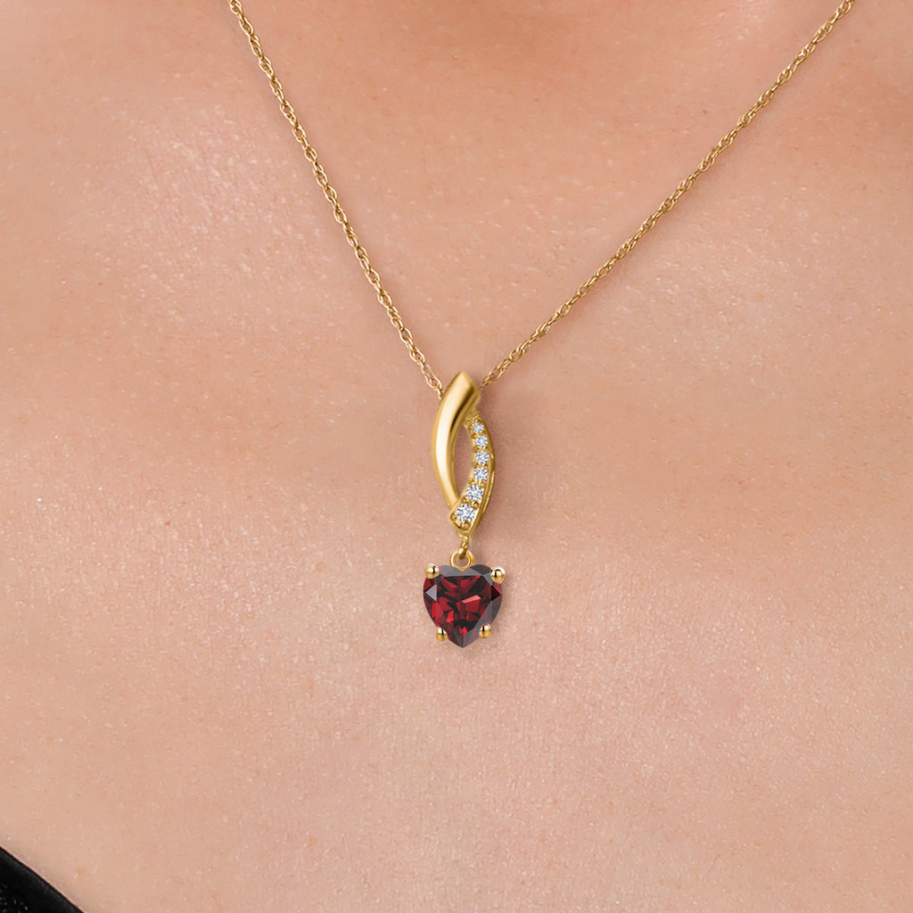 Garnet and Lab Grown Diamond_Pendant in 14K Yellow Gold