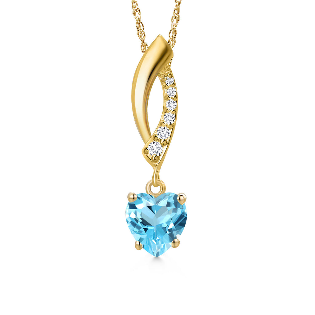 Swiss Blue Topaz - November_Pendant in 14K Yellow Gold