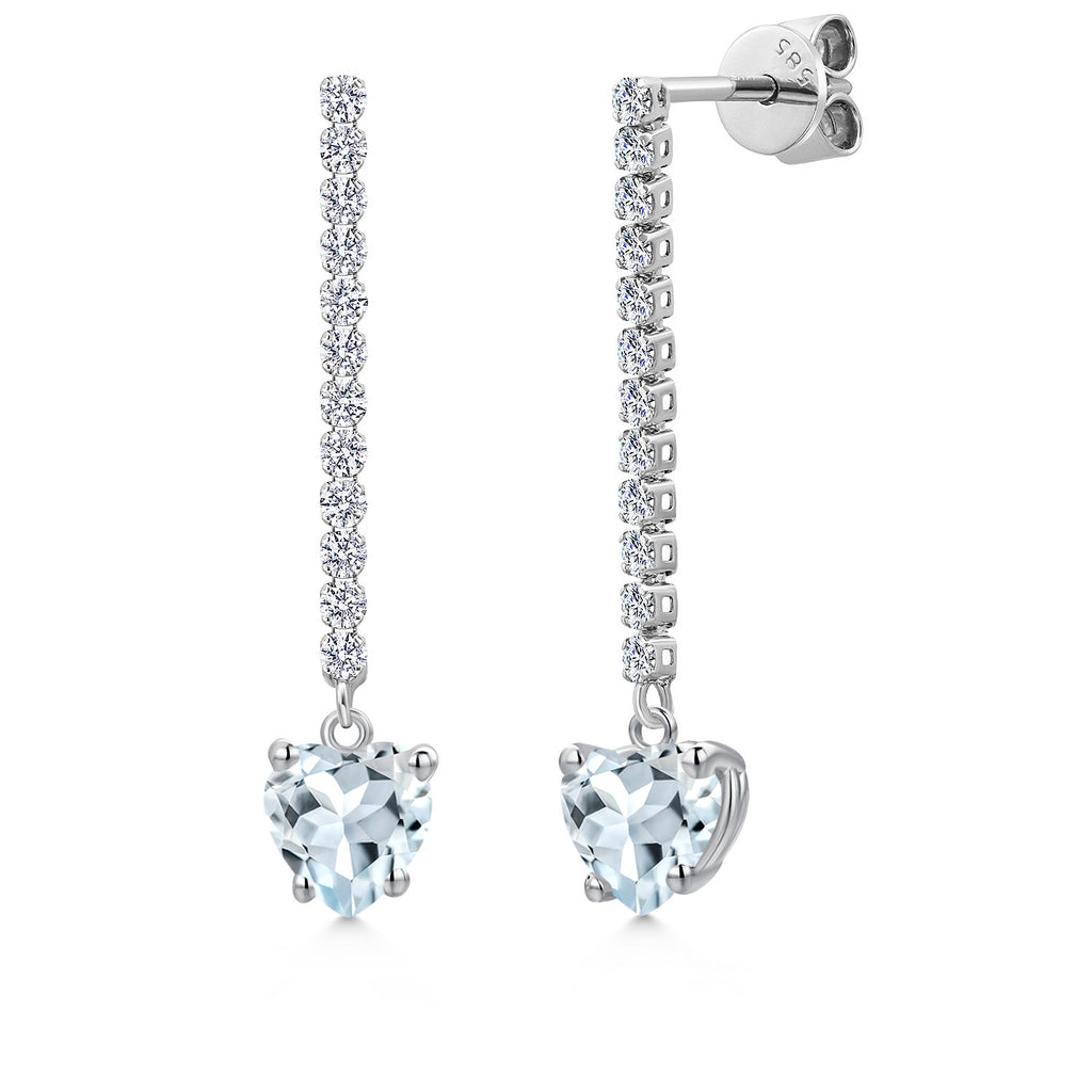 Aquamarine - March_Earrings in 14K White Gold