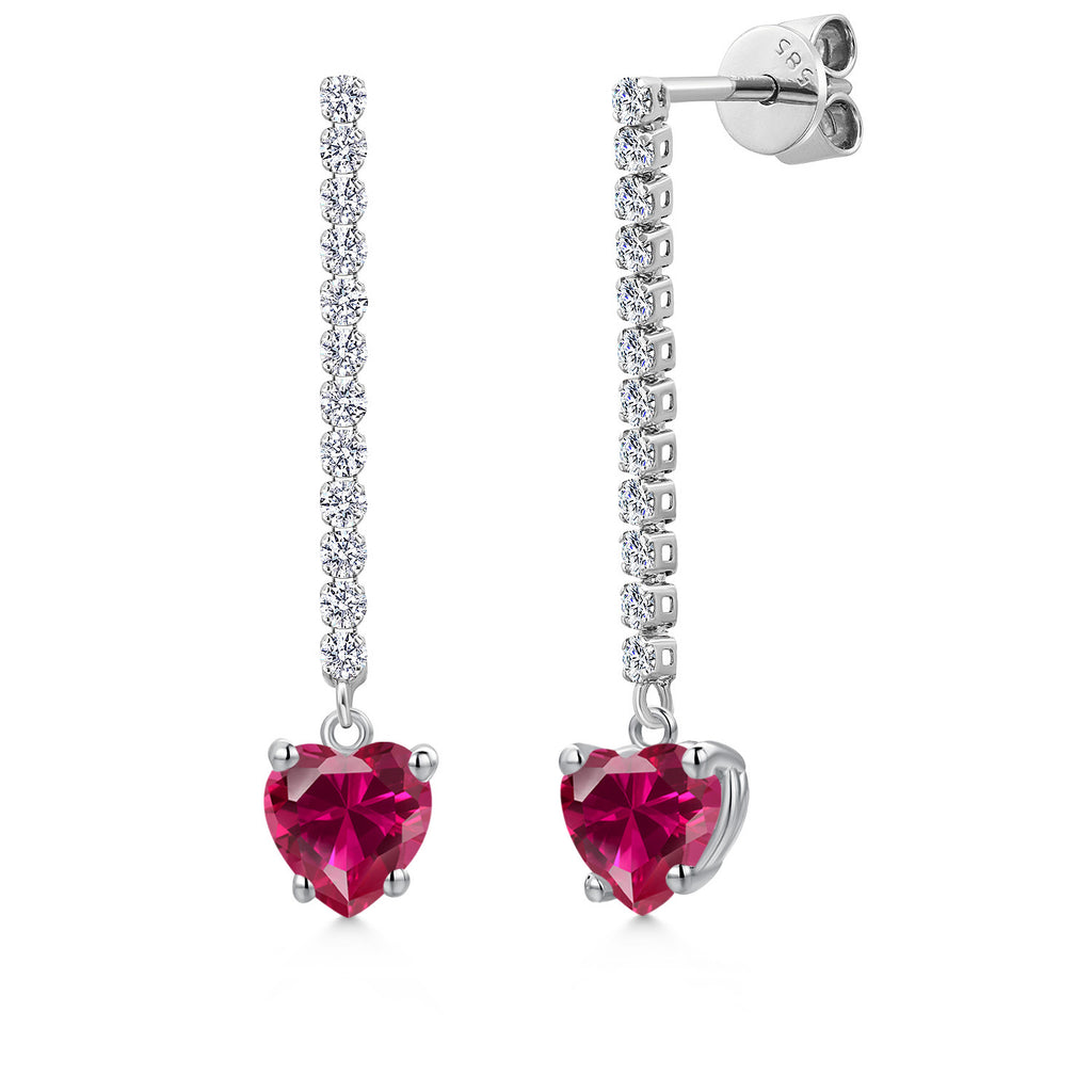Created Ruby - July_Earrings in 14K White Gold