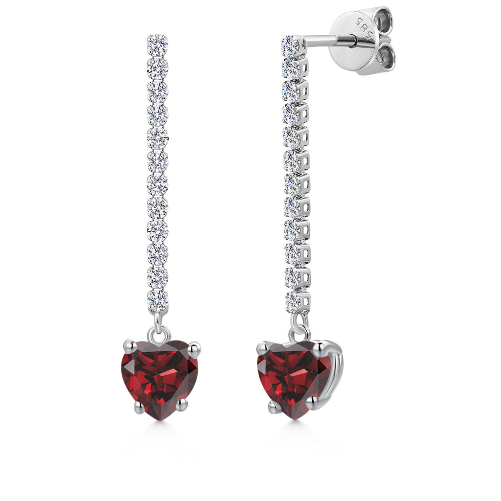 Red and E - F_Earrings in 14K White Gold