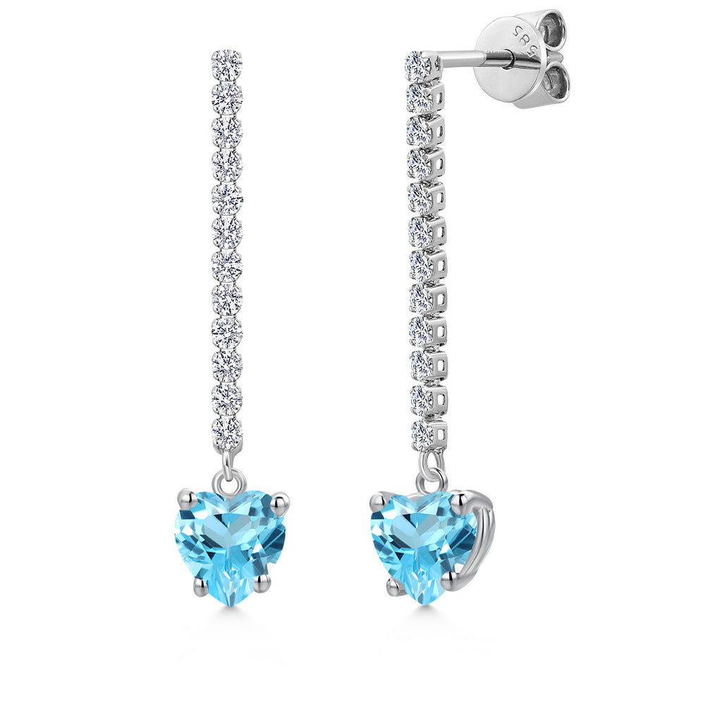Swiss Blue Topaz - November_Earrings in 14K White Gold