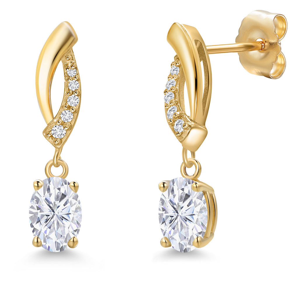 White Moissanite - April_Earrings in 14K Yellow Gold