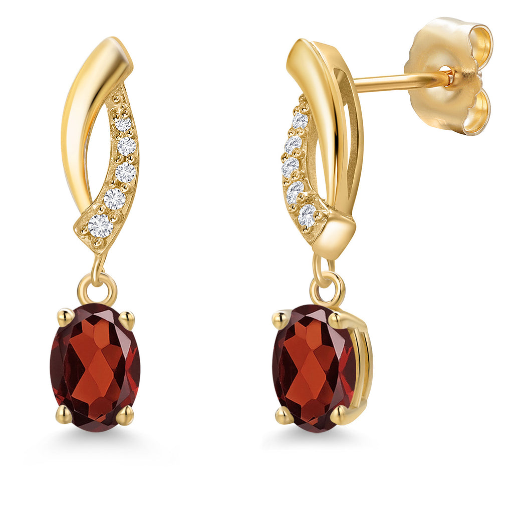 Garnet - January_Earrings in 14K Yellow Gold
