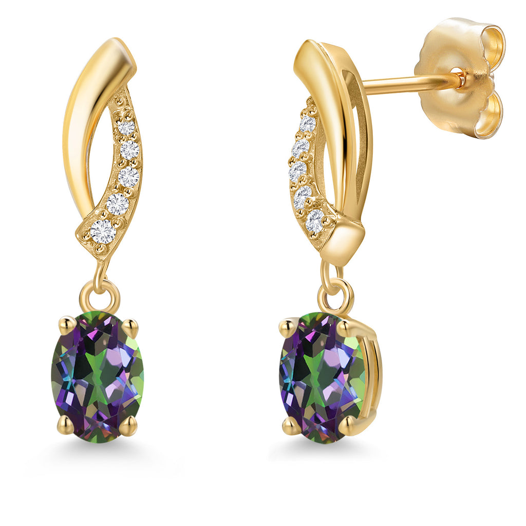 Green Mystic Topaz_Earrings in 14K Yellow Gold