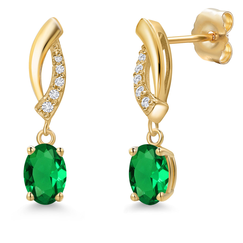 Nano Emerald - May_Earrings in 14K Yellow Gold
