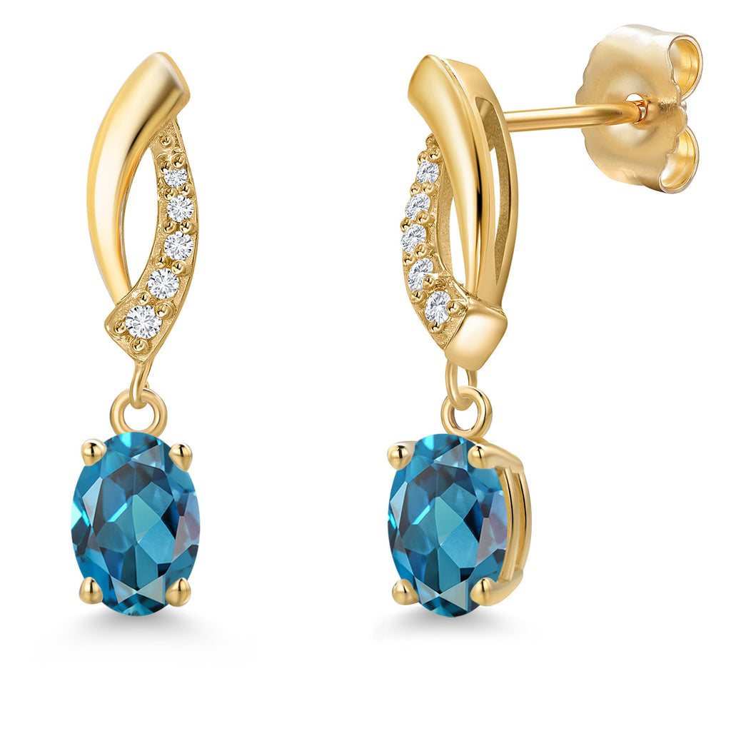 London Blue Topaz - November_Earrings in 14K Yellow Gold