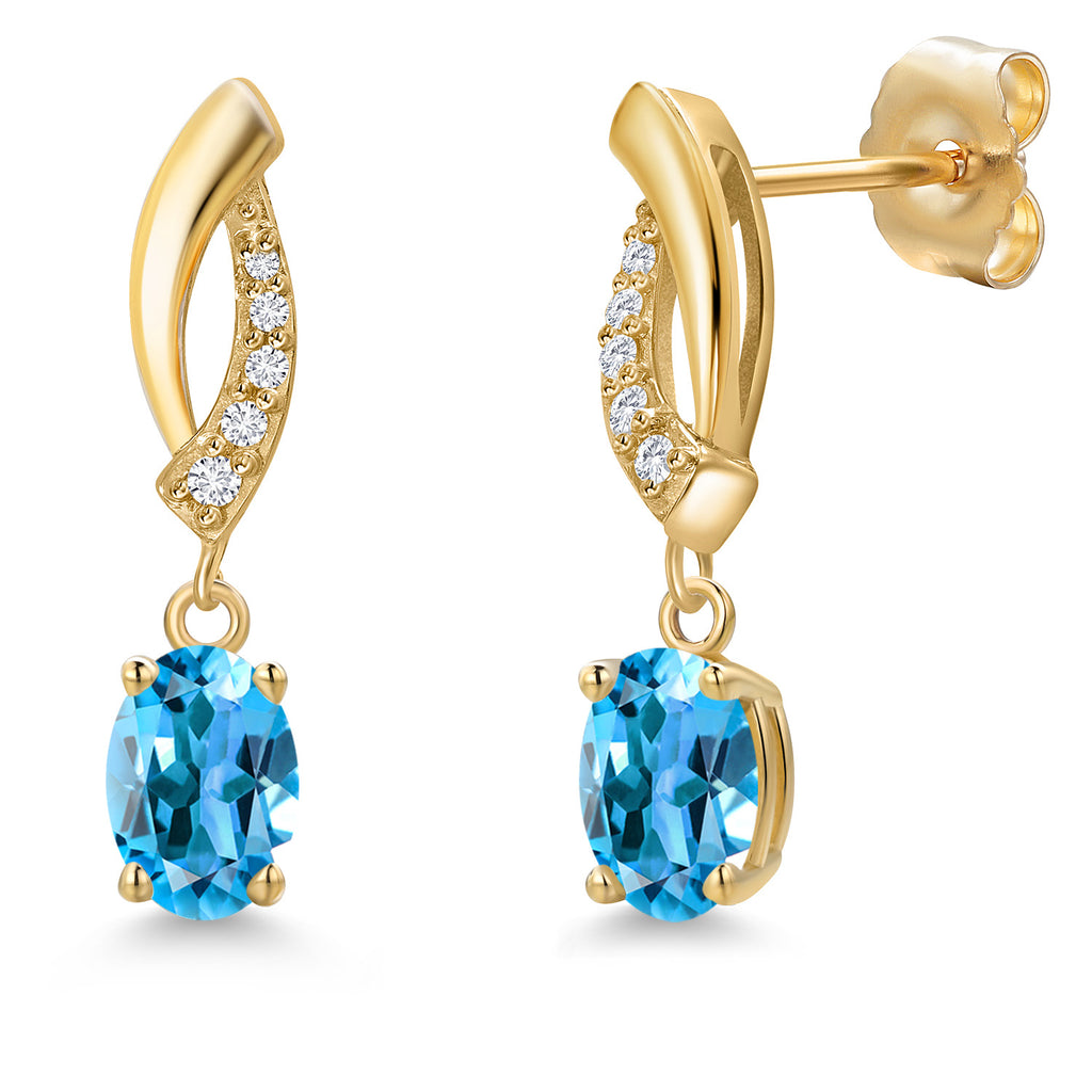 Swiss Blue Topaz - November_Earrings in 14K Yellow Gold