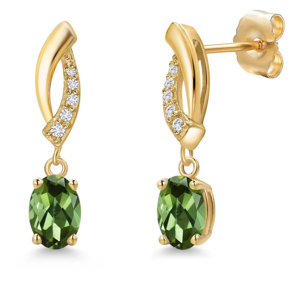 Green Tourmaline - October_Earrings in 14K Yellow Gold