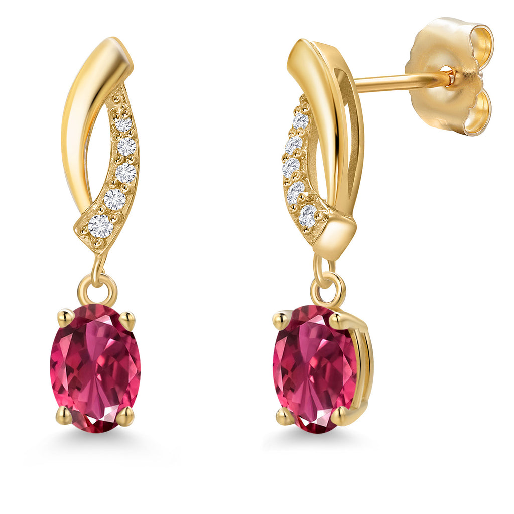 Pink Tourmaline - October_Earrings in 14K Yellow Gold