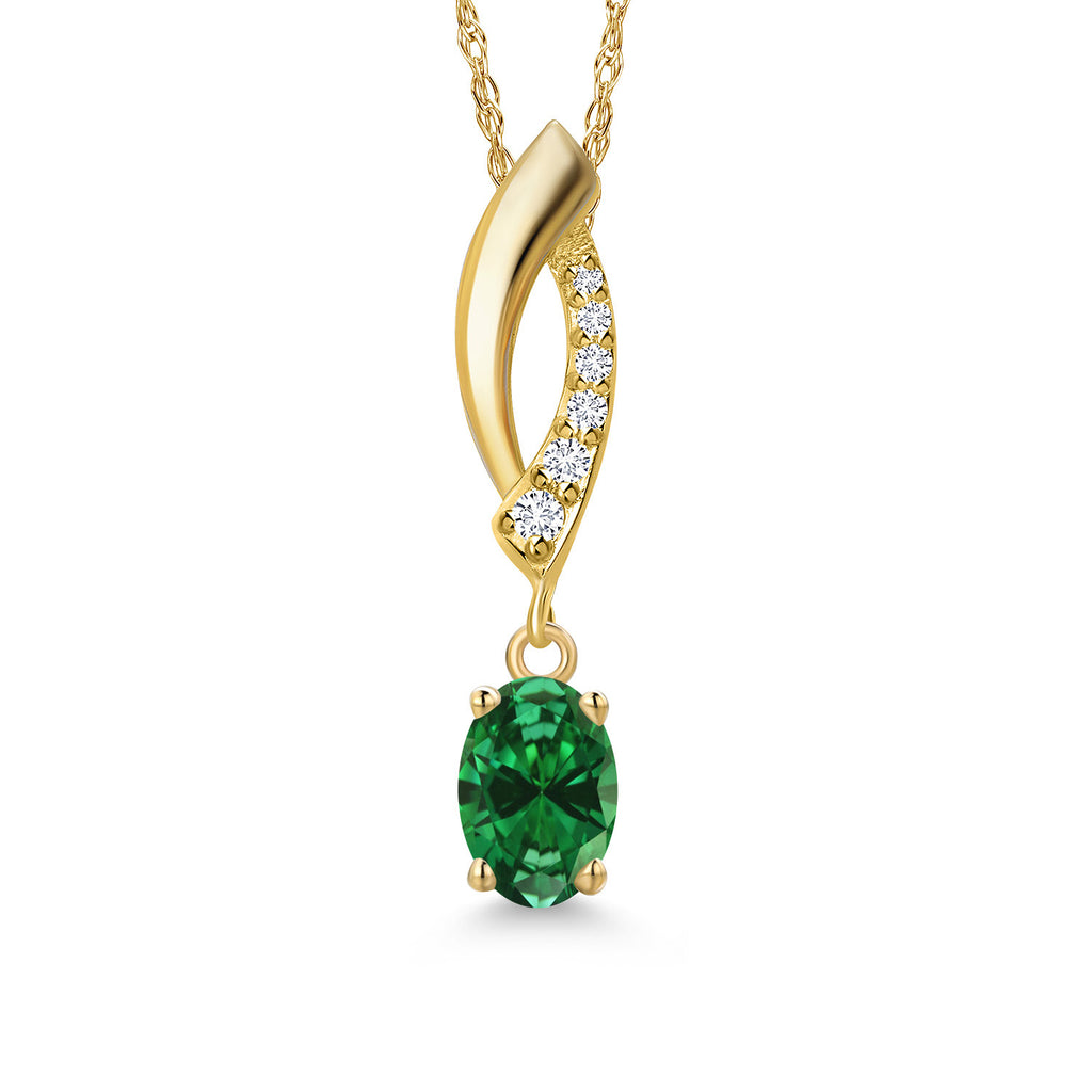Created Emerald - May_Pendant in 14K Yellow Gold