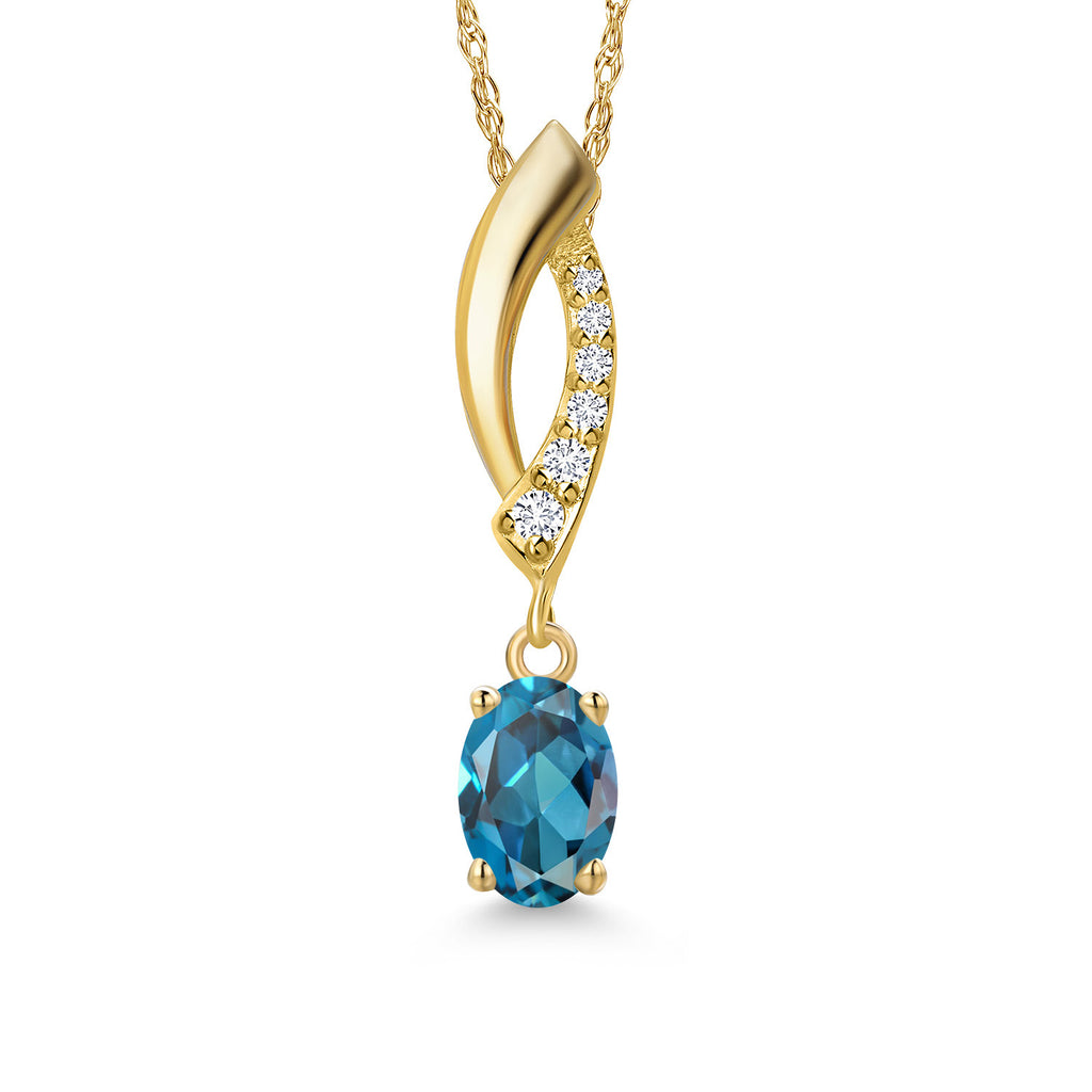 London Blue Topaz - November_Pendant in 14K Yellow Gold
