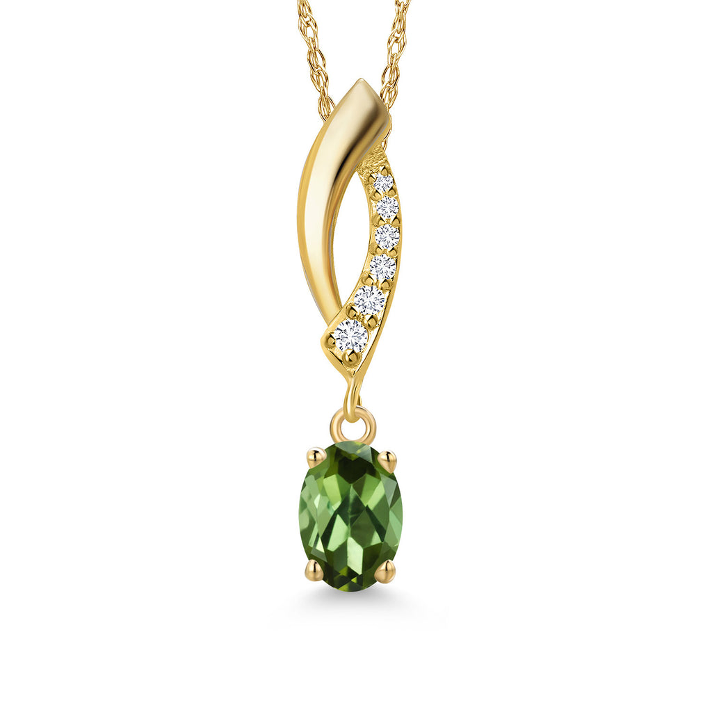 Green Tourmaline - October_Pendant in 14K Yellow Gold
