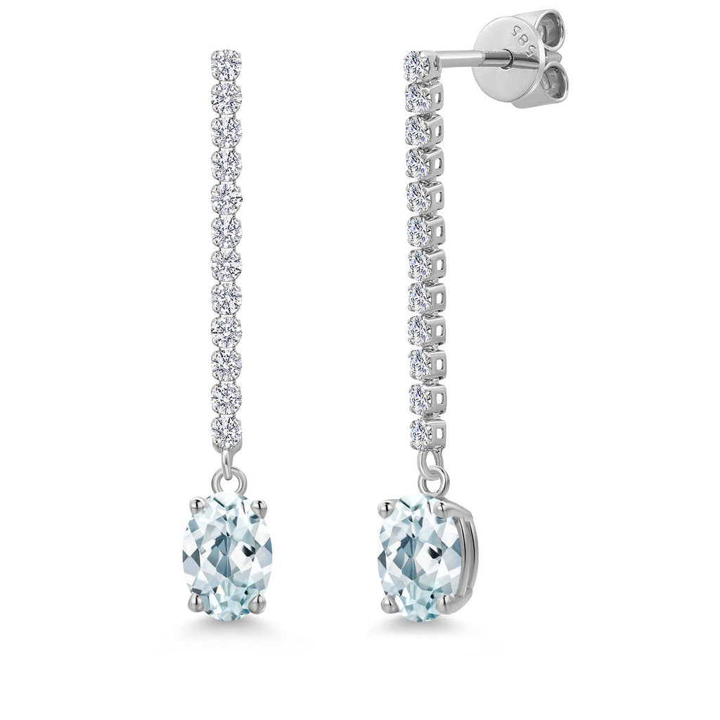 Aquamarine - March_Earrings in 14K White Gold
