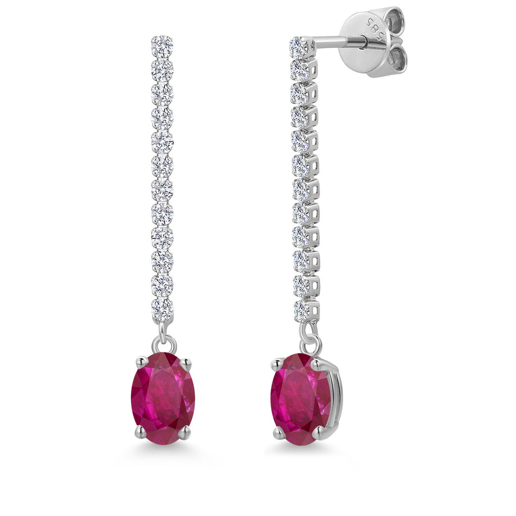 Red African Ruby_Earrings in 14K White Gold